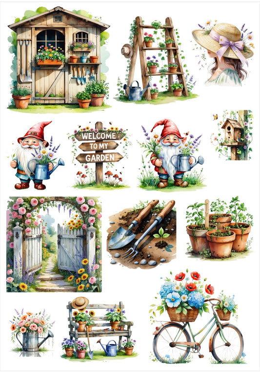 Girls, unicorns, little garden