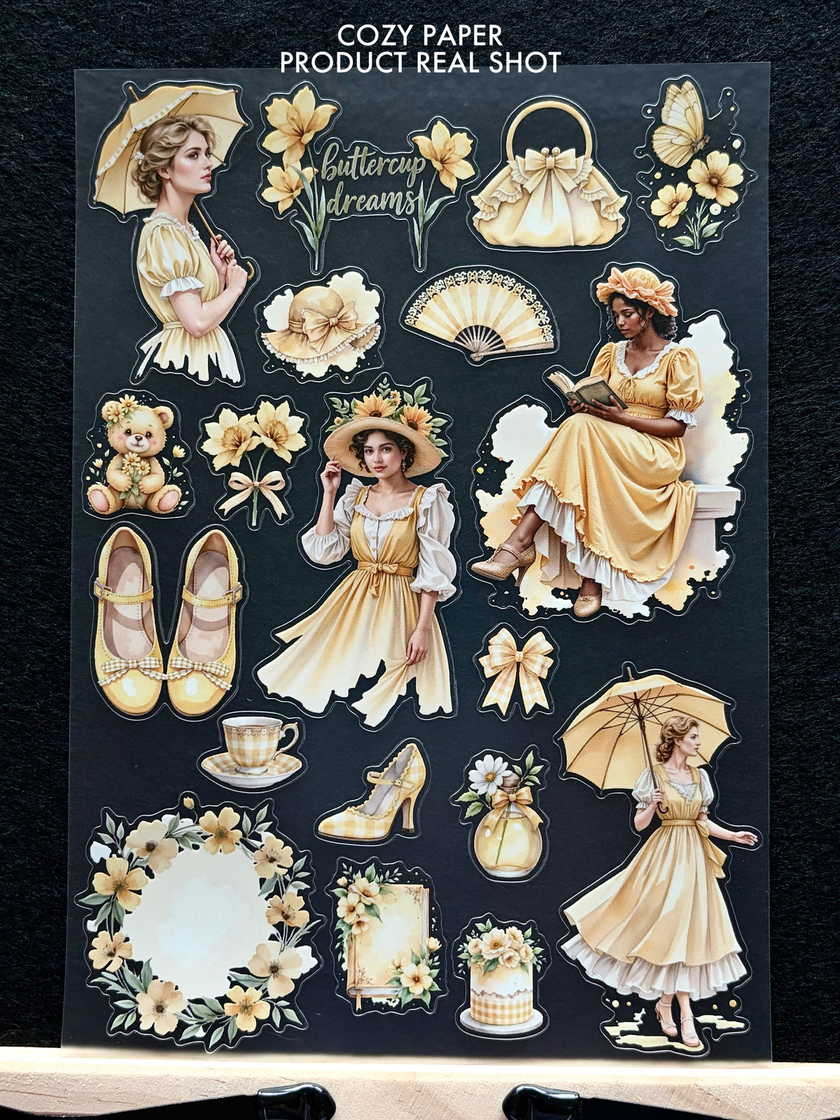 Buttercup Golden Reverie | 5.8" x 8.3" Aesthetic Matte PET Sticker Sheet for Journaling, Scrapbooking & ATC Cards