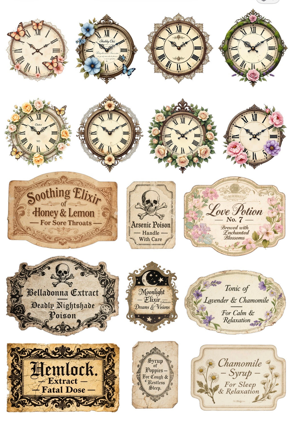 Set of 10 Pretty Precut PET Stickers for Journaling, Phone Case Decor & ATC Cards