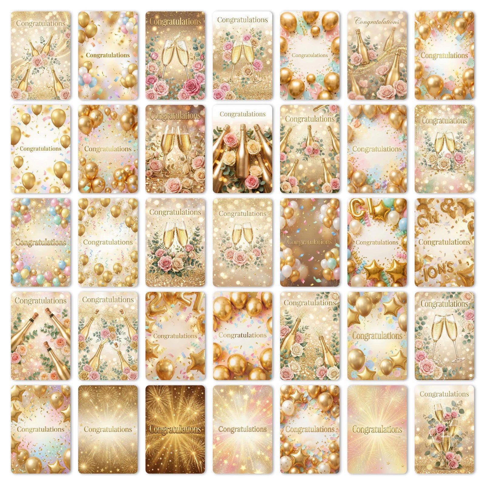 [36 pcs] Champagne Congratulations ATC cards