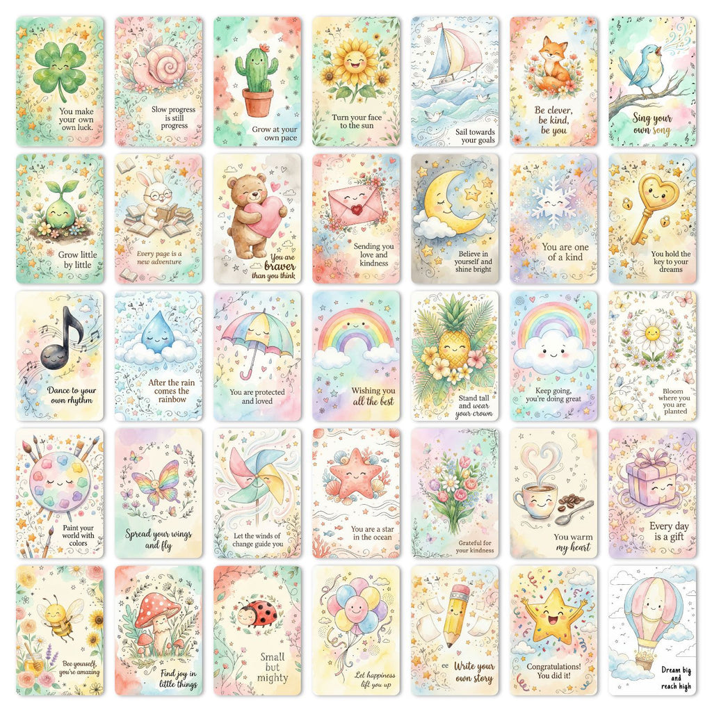 [36 pcs] Cute Watercolor Illustration Text ATC cards