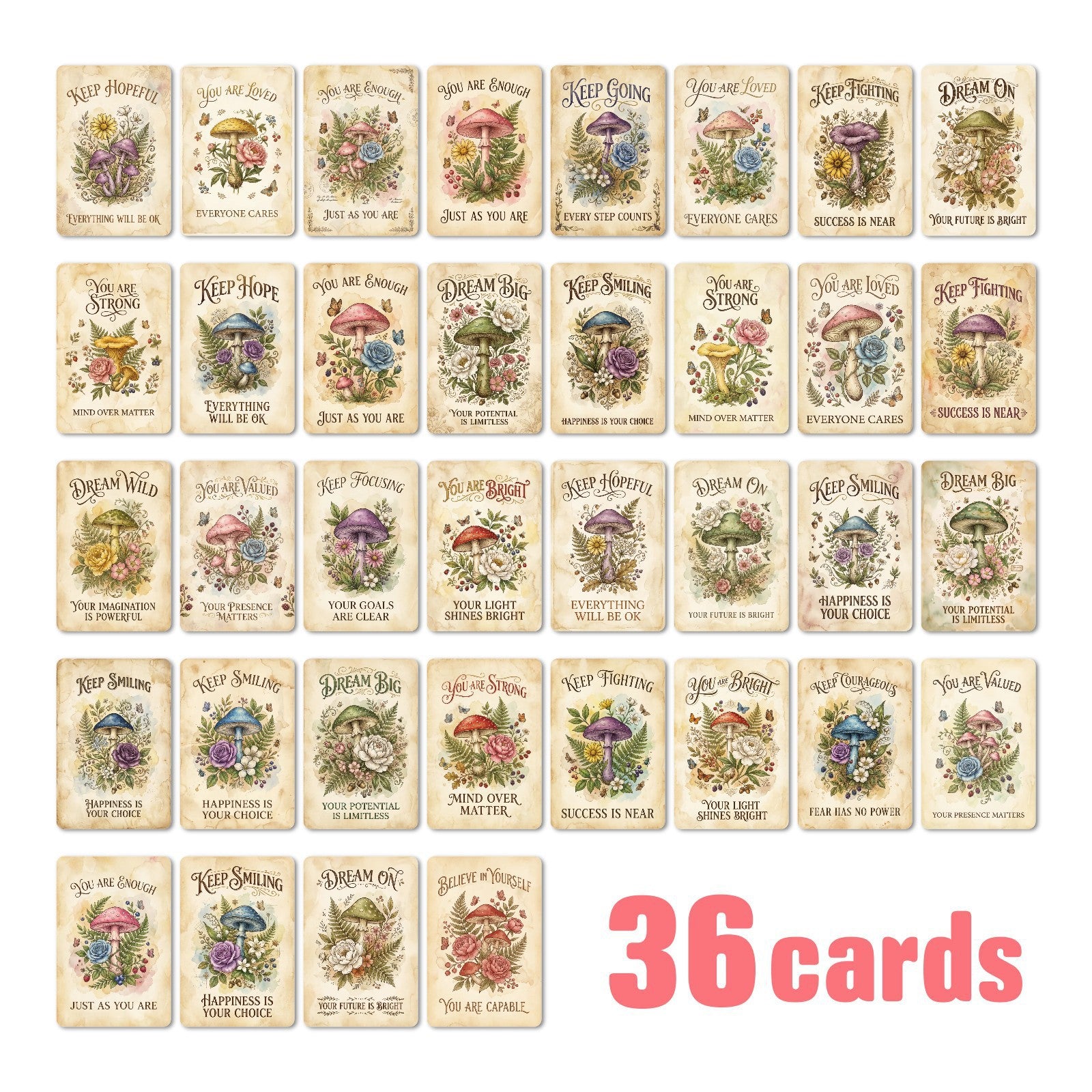 [36 pcs] Forest Mushrooms ATC cards