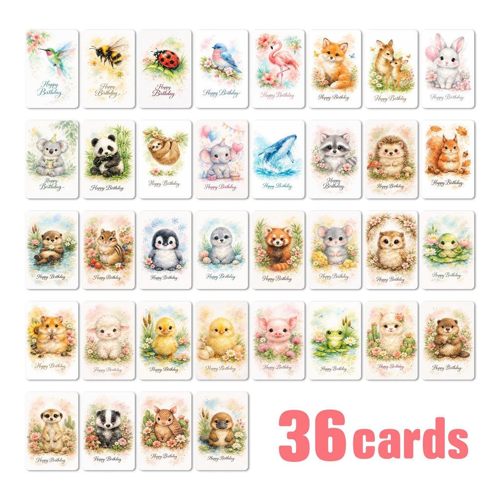 [36 pcs]  Cute Animal Birthday ATC Cards