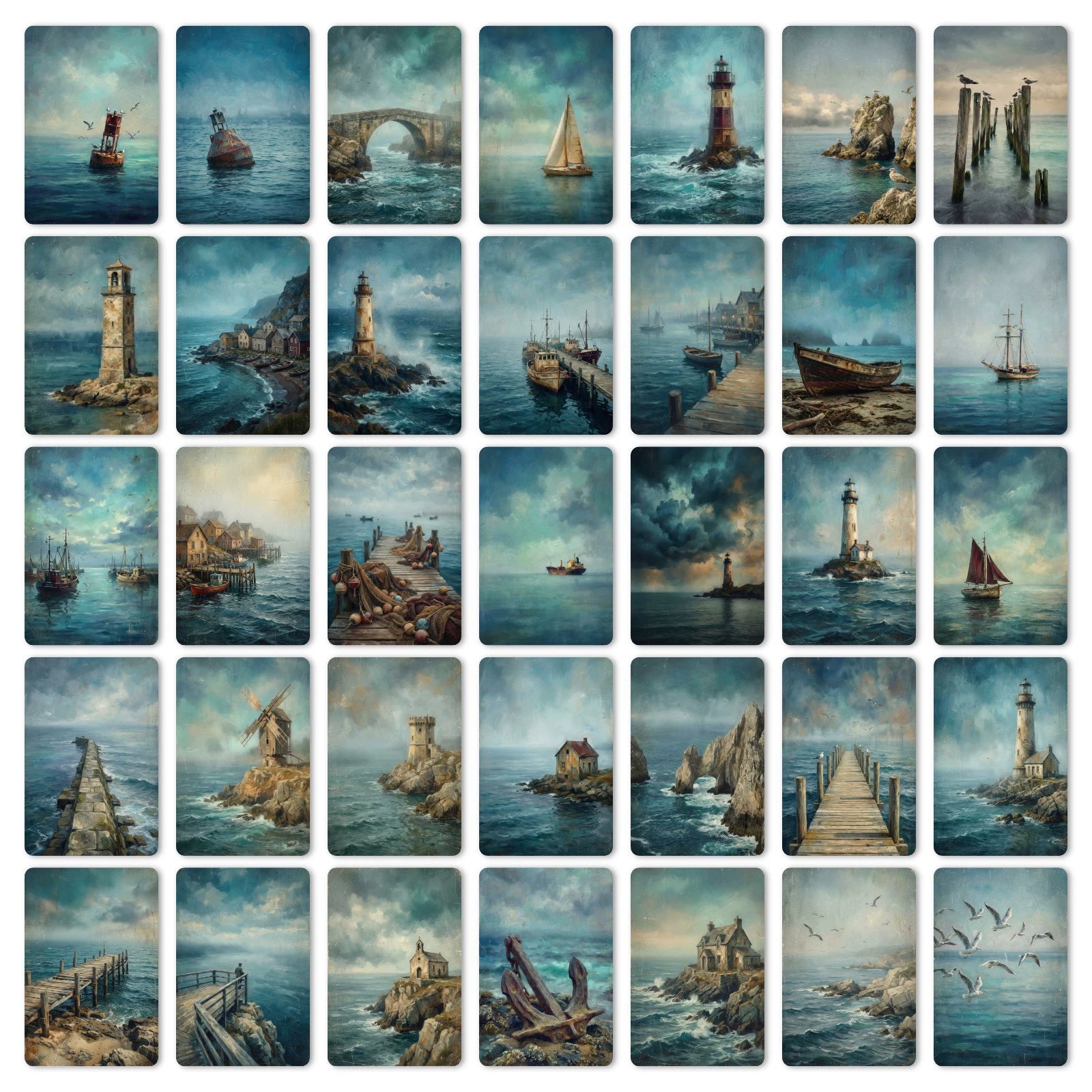 [36 pcs] Maritime lighthouse ATC cards