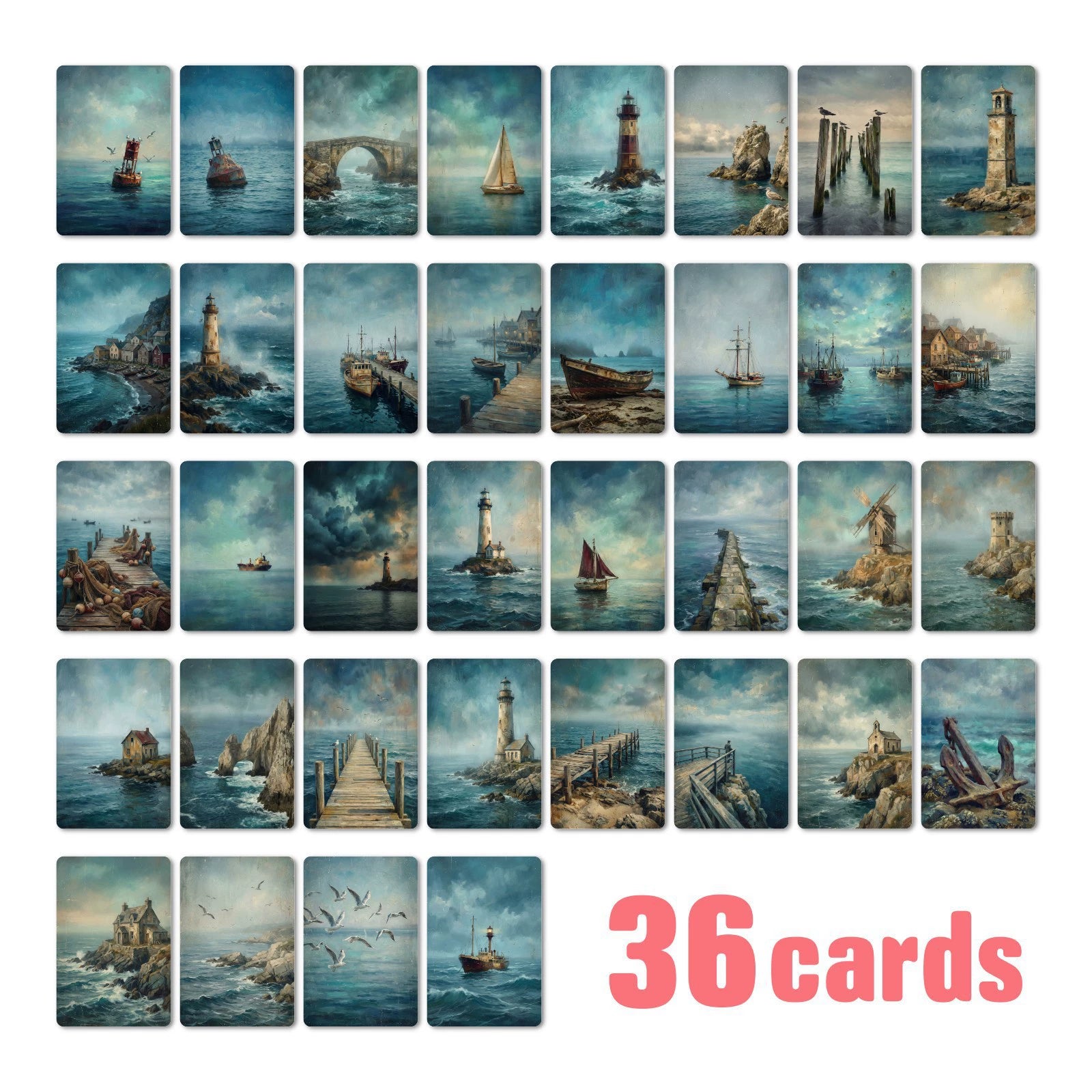 [36 pcs] Maritime lighthouse ATC cards