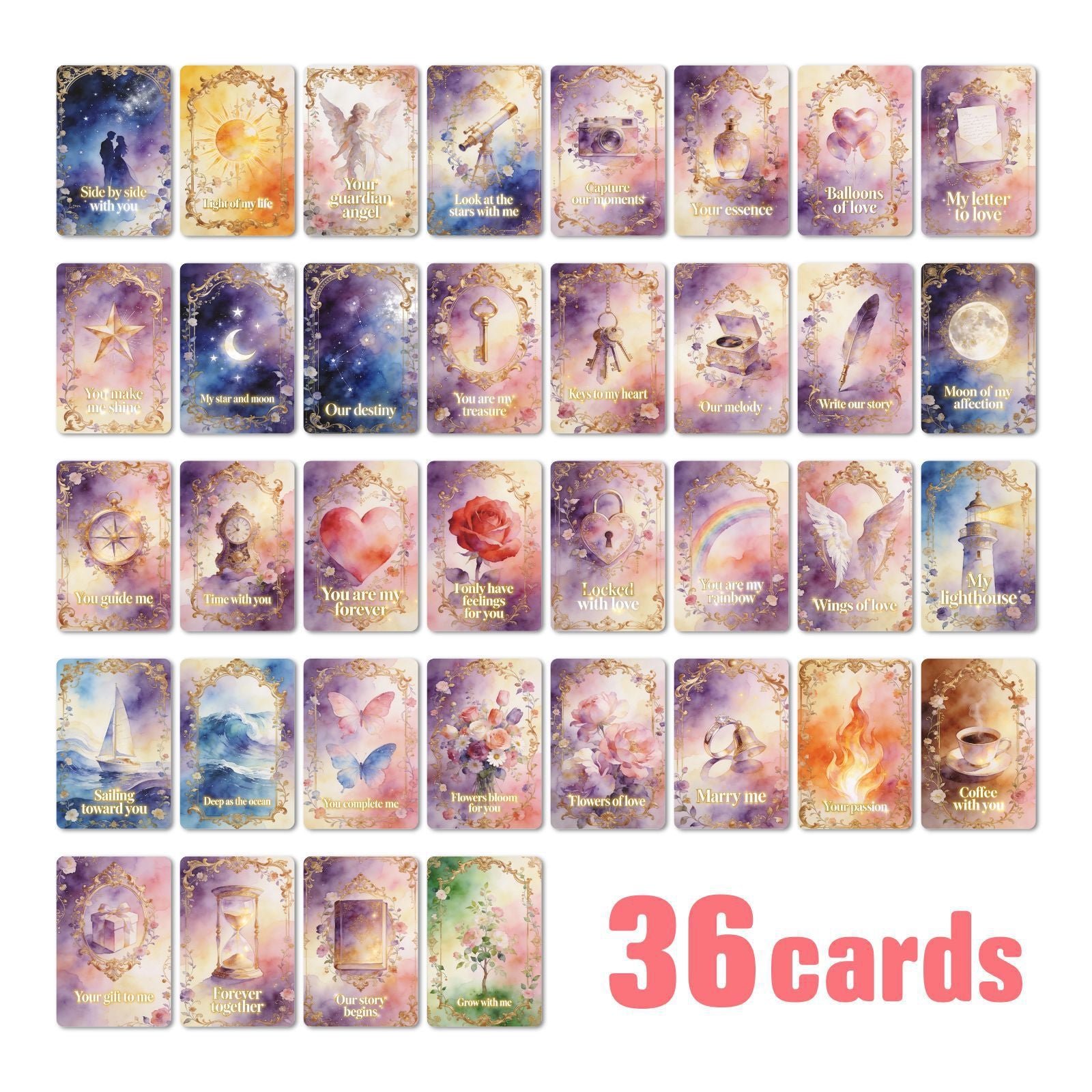 [36 pcs] Romantic Love ATC cards