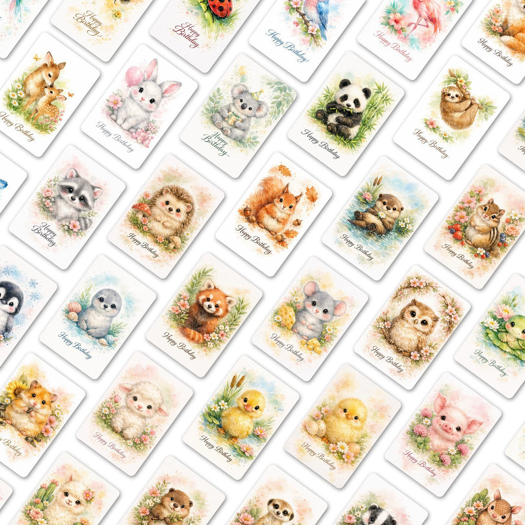 [36 pcs]  Cute Animal Birthday ATC Cards