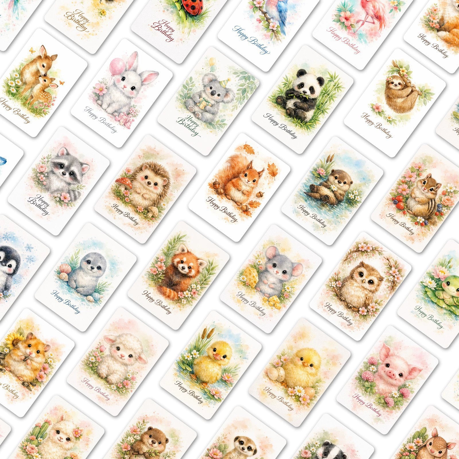 [36 pcs]  Cute Animal Birthday ATC Cards