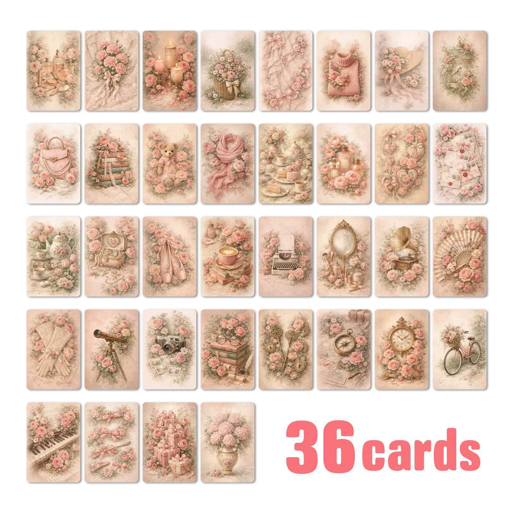[36 pcs] Vintage Pink Elements ATC cards