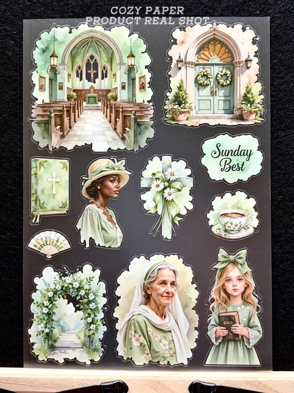 Soft Sunday Chapel Vibe | 5.8" x 8.3" Aesthetic Matte PET Sticker Sheet for Journaling, Scrapbooking & ATC Cards