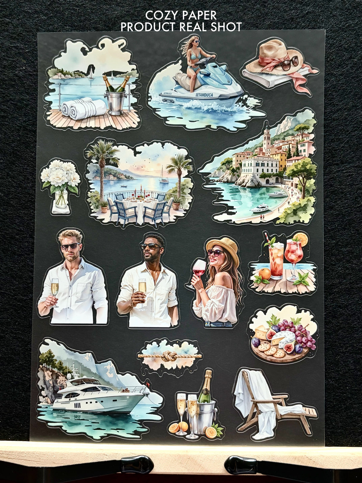 Mediterranean Summer Escape | 5.8" x 8.3" Aesthetic Matte PET Sticker Sheet for Journaling, Scrapbooking & ATC Cards