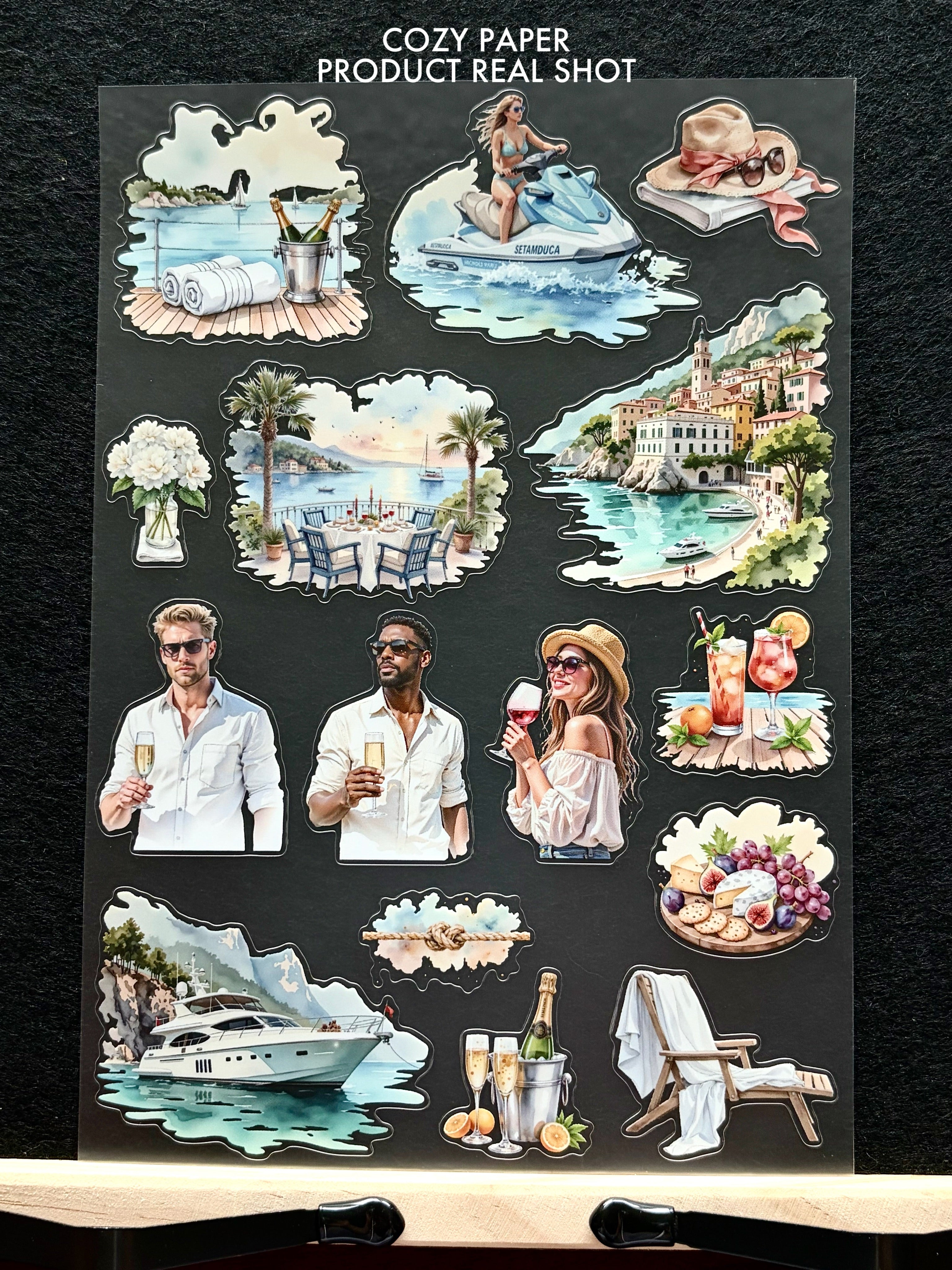 Mediterranean Summer Escape | 5.8" x 8.3" Aesthetic Matte PET Sticker Sheet for Journaling, Scrapbooking & ATC Cards