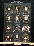 Gothic Dollhouse Girls | 5.8" x 8.3" Aesthetic Matte PET Sticker Sheet for Journaling, Scrapbooking & ATC Cards
