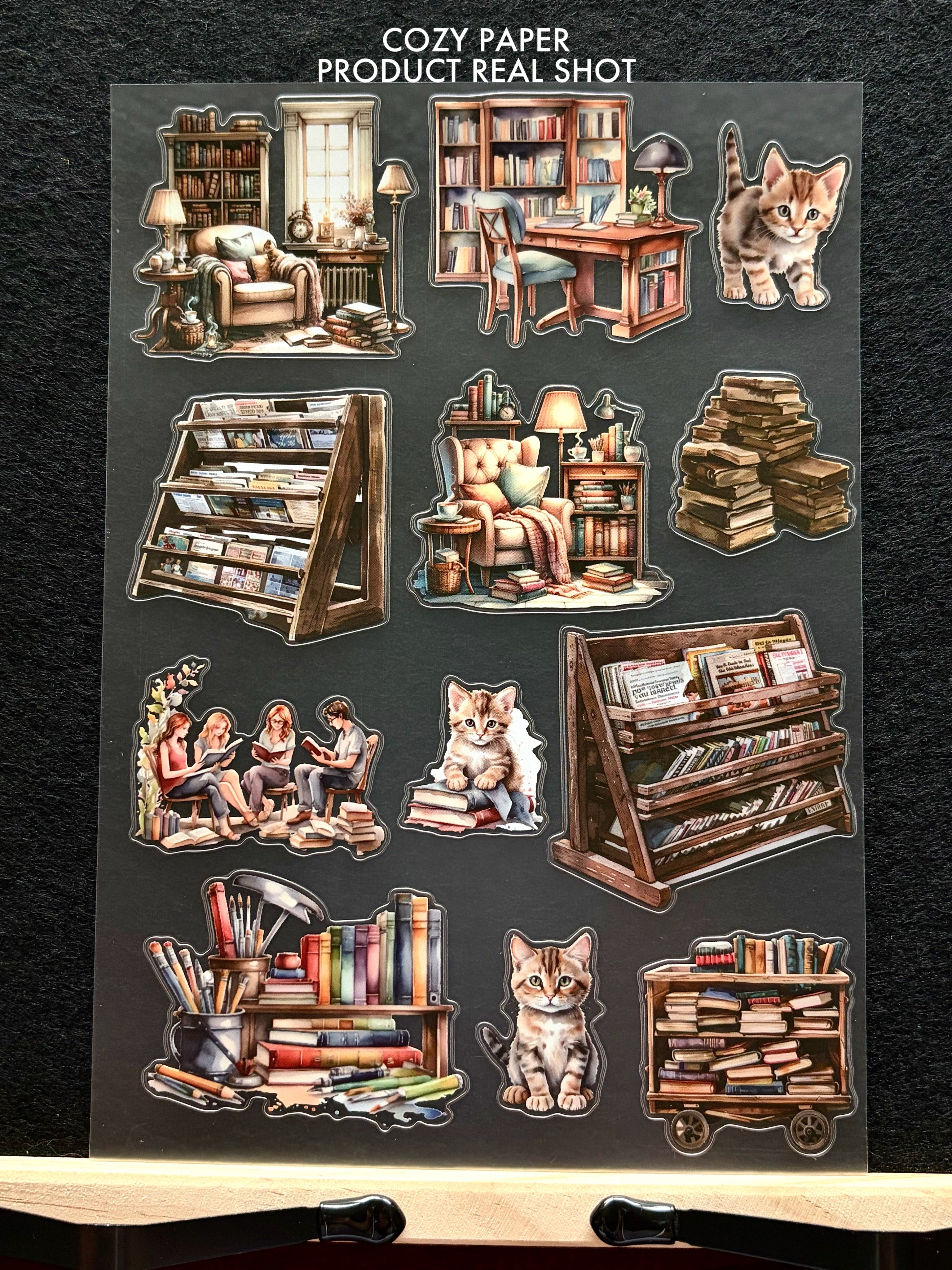 Cozy Book Nook Vibes | 5.8" x 8.3" Aesthetic Matte PET Sticker Sheet for Journaling, Scrapbooking & ATC Cards