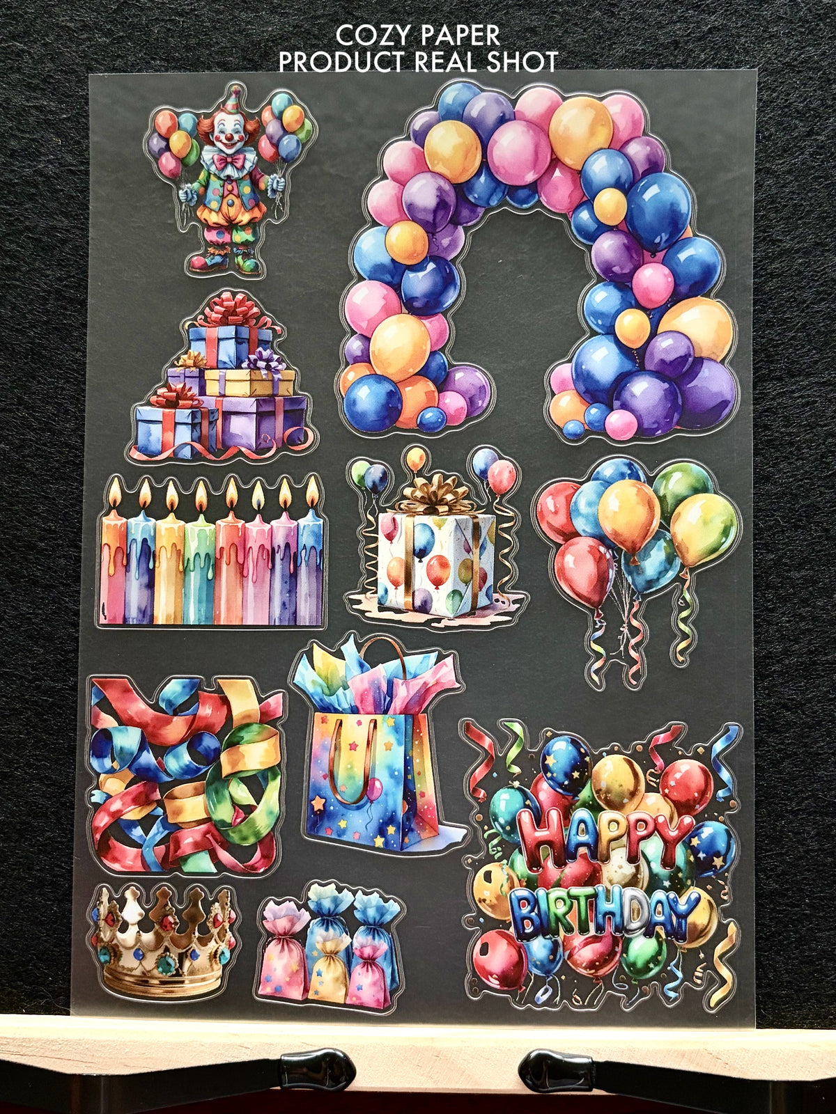 Birthday Bash Party | 5.8" x 8.3" Aesthetic Matte PET Sticker Sheet for Journaling, Scrapbooking & ATC Cards