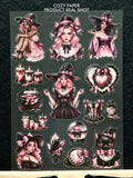 Pink Gothic Witchcraft | 5.8" x 8.3" Aesthetic Matte PET Sticker Sheet for Journaling, Scrapbooking & ATC Cards