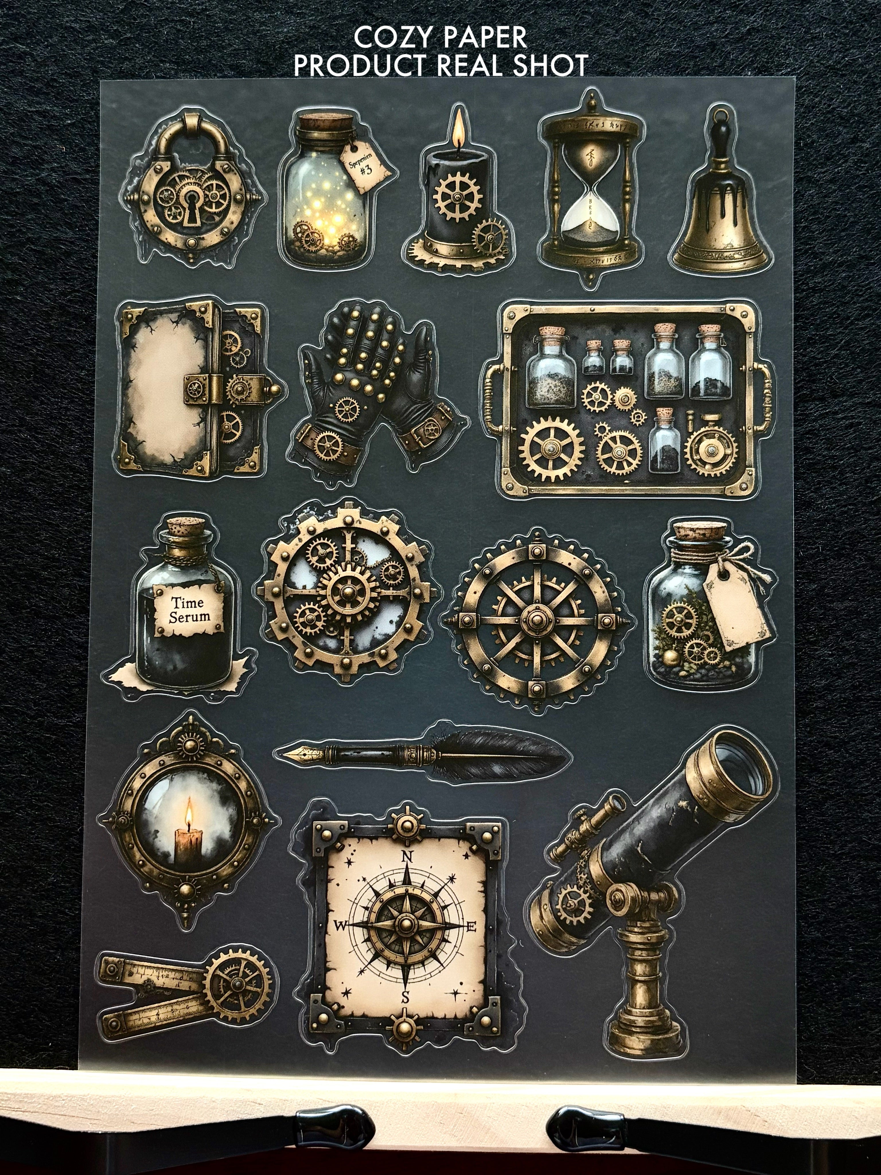 Steampunk Oddities | 5.8" x 8.3" Aesthetic Matte PET Sticker Sheet for Journaling, Scrapbooking & ATC Cards