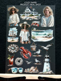 New England Coastal Escape | 5.8" x 8.3" Aesthetic Matte PET Sticker Sheet for Journaling, Scrapbooking & ATC Cards