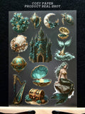 Mermaid Underwater Kingdom | 5.8" x 8.3" Aesthetic Matte PET Sticker Sheet for Journaling, Scrapbooking & ATC Cards