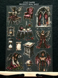 Dark Gothic Fae Court | 5.8" x 8.3" Aesthetic Matte PET Sticker Sheet for Journaling, Scrapbooking & ATC Cards