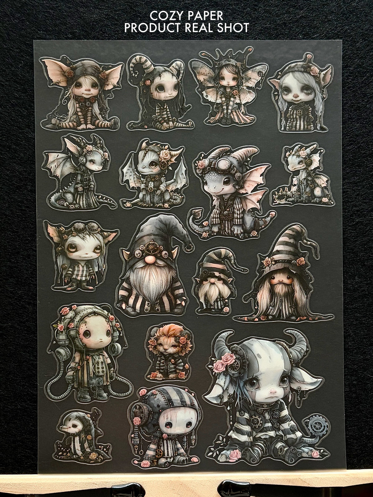 Whimsy Steampunk Sprites  | 5.8" x 8.3" Aesthetic Matte PET Sticker Sheet for Journaling, Scrapbooking & ATC Cards