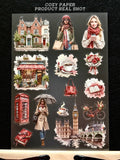 London Vintage City Stroll | 5.8" x 8.3" Aesthetic Matte PET Sticker Sheet for Journaling, Scrapbooking & ATC Cards
