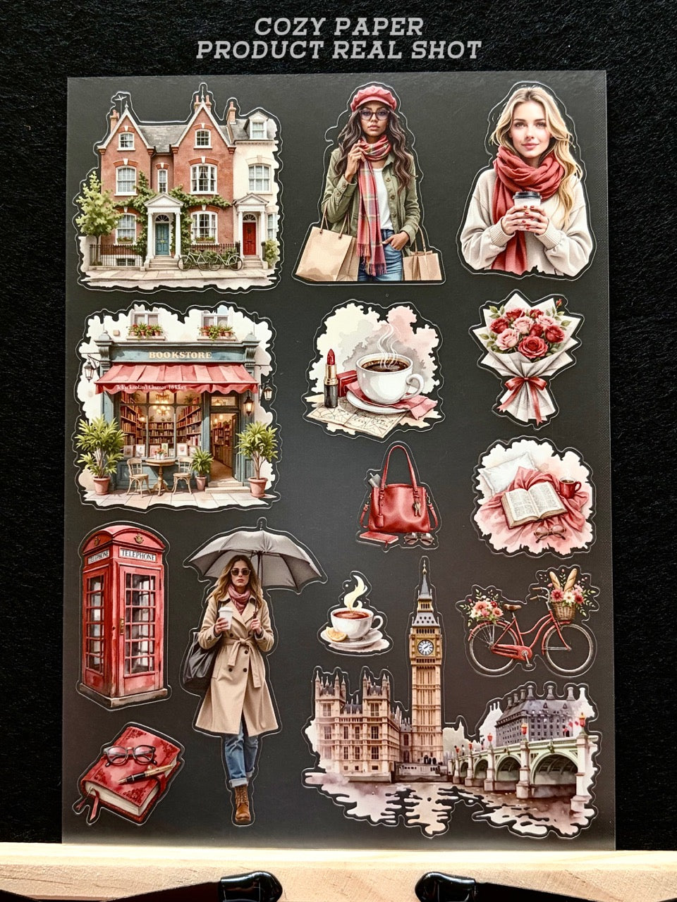 London Vintage City Stroll | 5.8" x 8.3" Aesthetic Matte PET Sticker Sheet for Journaling, Scrapbooking & ATC Cards