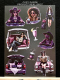 Purple Road Trip Baddies | 5.8" x 8.3" Aesthetic Matte PET Sticker Sheet for Journaling, Scrapbooking & ATC Cards