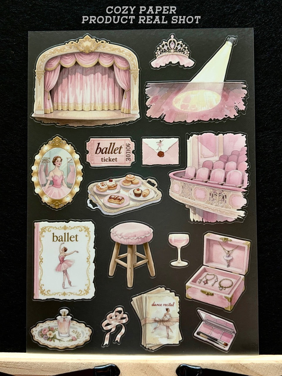 Pink Ballet Dreamland | 5.8" x 8.3" Aesthetic Matte PET Sticker Sheet for Journaling, Scrapbooking & ATC Cards