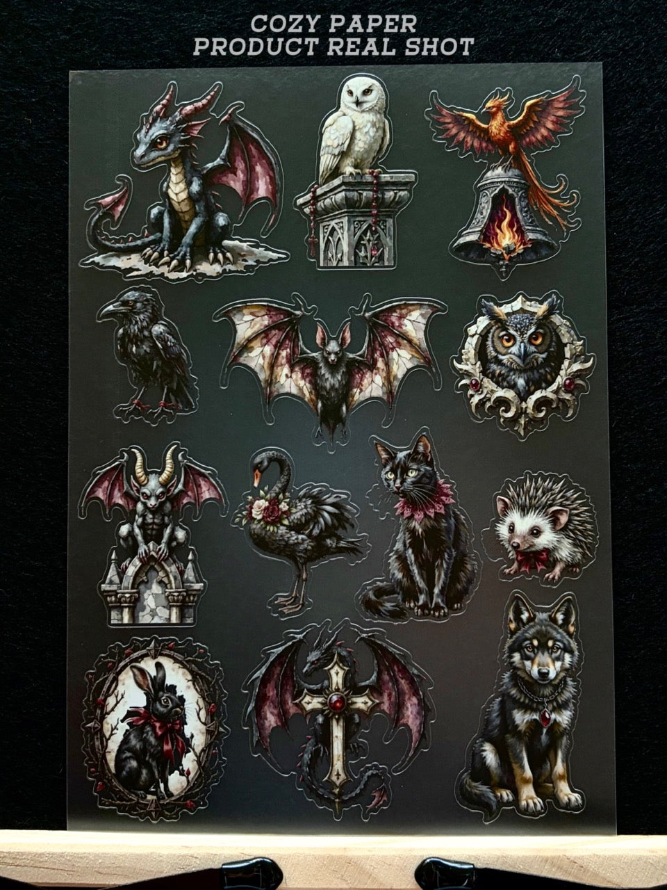 Dark Mythical Beasts | 5.8" x 8.3" Aesthetic Matte PET Sticker Sheet for Journaling, Scrapbooking & ATC Cards