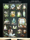Spiritual Forest Witchy | 5.8" x 8.3" Aesthetic Matte PET Sticker Sheet for Journaling, Scrapbooking & ATC Cards