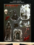 Gothic Murder Mystery | 5.8" x 8.3" Aesthetic Matte PET Sticker Sheet for Journaling, Scrapbooking & ATC Cards