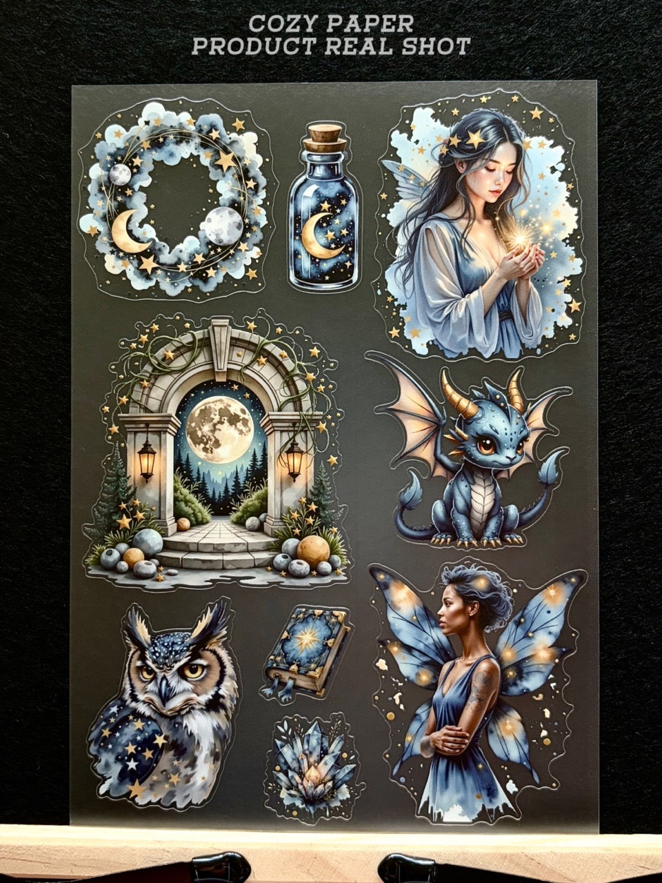 Moonlit Magic Fantasy | 5.8" x 8.3" Aesthetic Matte PET Sticker Sheet for Journaling, Scrapbooking & ATC Cards