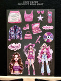 Y2K Pink Baddie Glam | 5.8" x 8.3" Aesthetic Matte PET Sticker Sheet for Journaling, Scrapbooking & ATC Cards