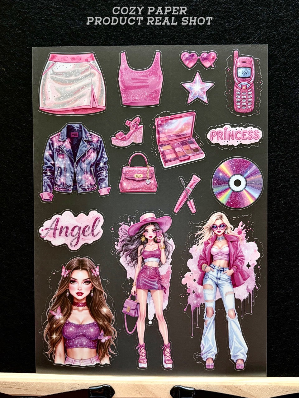 Y2K Pink Baddie Glam | 5.8" x 8.3" Aesthetic Matte PET Sticker Sheet for Journaling, Scrapbooking & ATC Cards