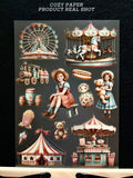 Vintage Carnival Fairground | 5.8" x 8.3" Aesthetic Matte PET Sticker Sheet for Journaling, Scrapbooking & ATC Cards