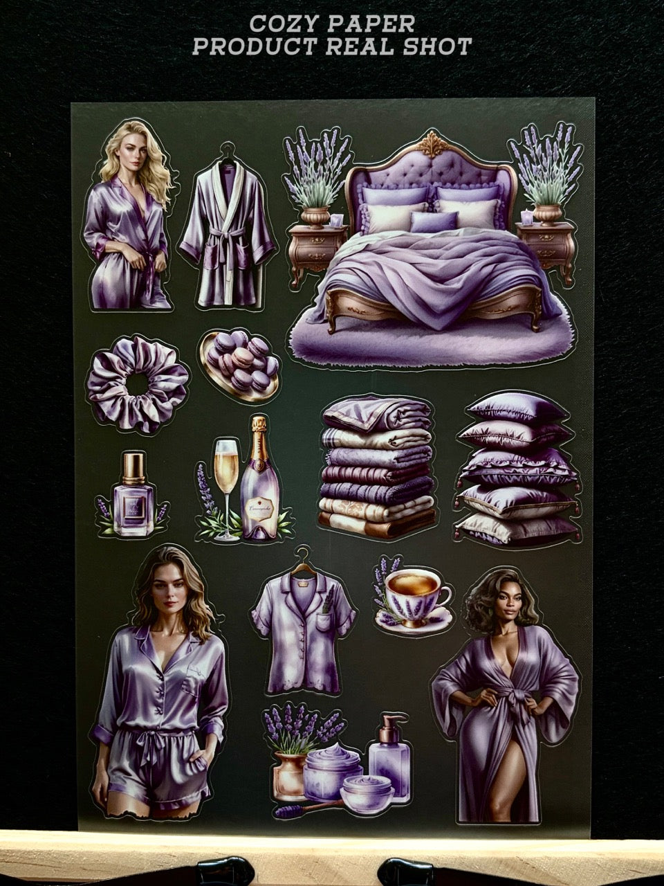 Lavender Slumber Party | 5.8" x 8.3" Aesthetic Matte PET Sticker Sheet for Journaling, Scrapbooking & ATC Cards