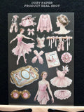Vintage Ballet Coquette | 5.8" x 8.3" Aesthetic Matte PET Sticker Sheet for Journaling, Scrapbooking & ATC Cards