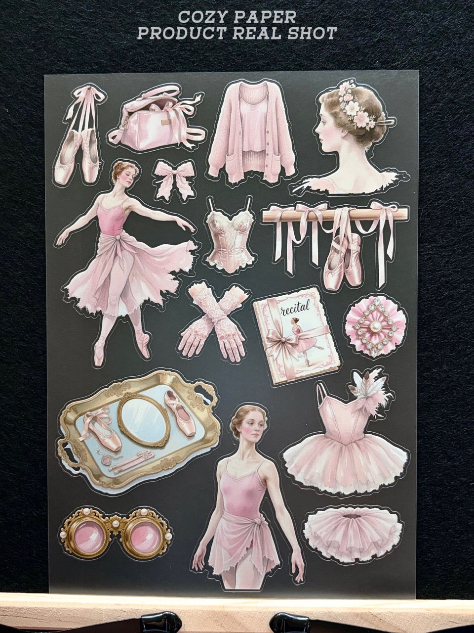 Vintage Ballet Coquette | 5.8" x 8.3" Aesthetic Matte PET Sticker Sheet for Journaling, Scrapbooking & ATC Cards