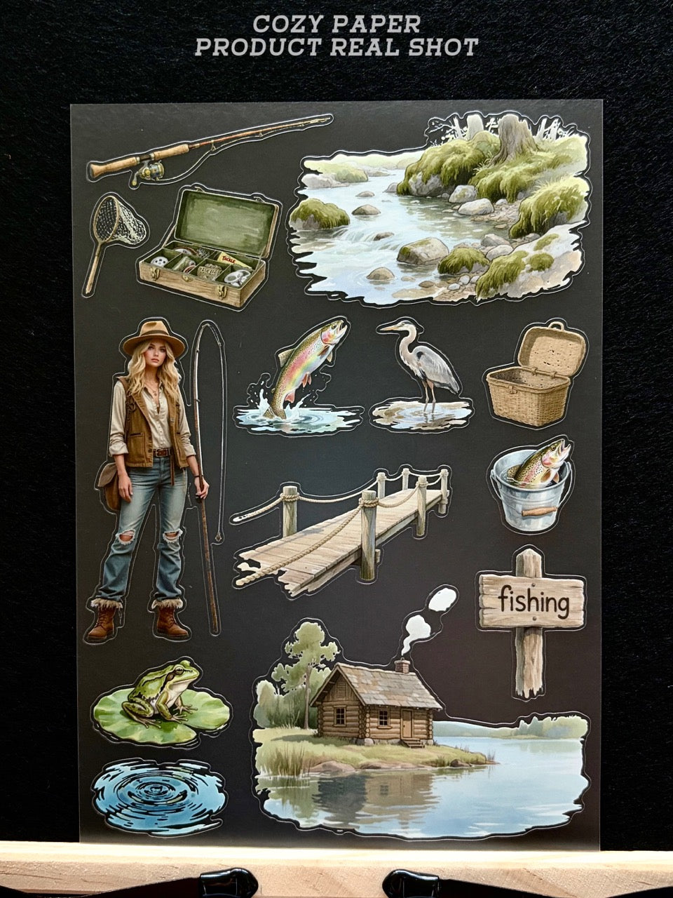 Wild River Fishing Days | 5.8" x 8.3" Aesthetic Matte PET Sticker Sheet for Journaling, Scrapbooking & ATC Cards