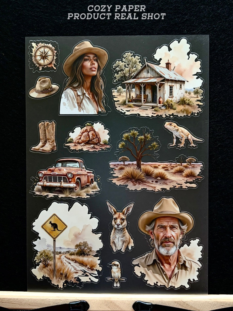 Outback Desert Wanderlust | 5.8" x 8.3" Aesthetic Matte PET Sticker Sheet for Journaling, Scrapbooking & ATC Cards