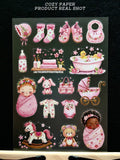 Blush Floral Baby Bliss | 5.8" x 8.3" Aesthetic Matte PET Sticker Sheet for Journaling, Scrapbooking & ATC Cards