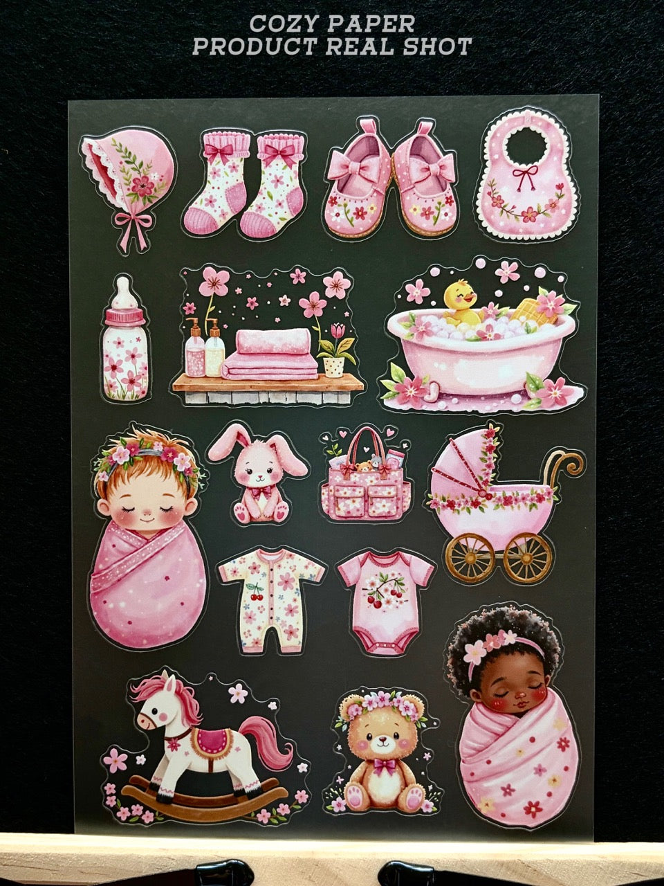 Blush Floral Baby Bliss | 5.8" x 8.3" Aesthetic Matte PET Sticker Sheet for Journaling, Scrapbooking & ATC Cards