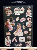 Rococo Pink Noble Dream | 5.8" x 8.3" Aesthetic Matte PET Sticker Sheet for Journaling, Scrapbooking & ATC Cards