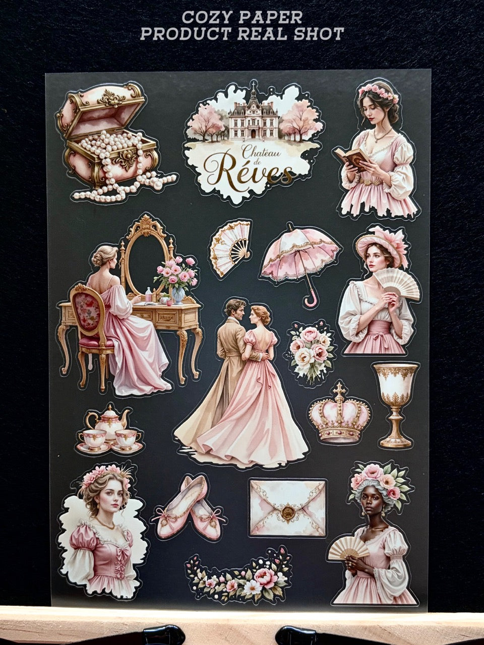 Rococo Pink Noble Dream | 5.8" x 8.3" Aesthetic Matte PET Sticker Sheet for Journaling, Scrapbooking & ATC Cards