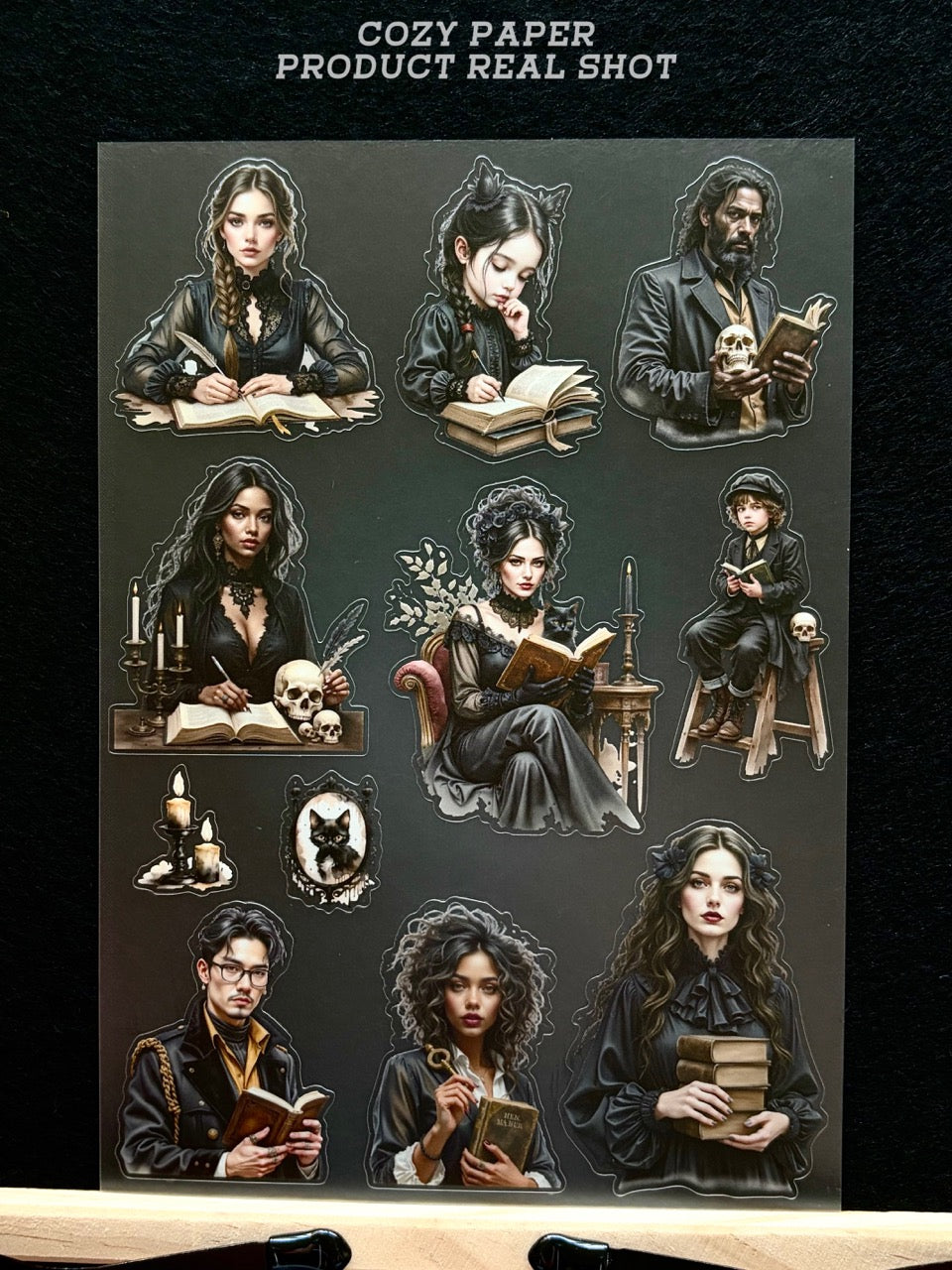 Gothic Dark Book Coven | 5.8" x 8.3" Aesthetic Matte PET Sticker Sheet for Journaling, Scrapbooking & ATC Cards