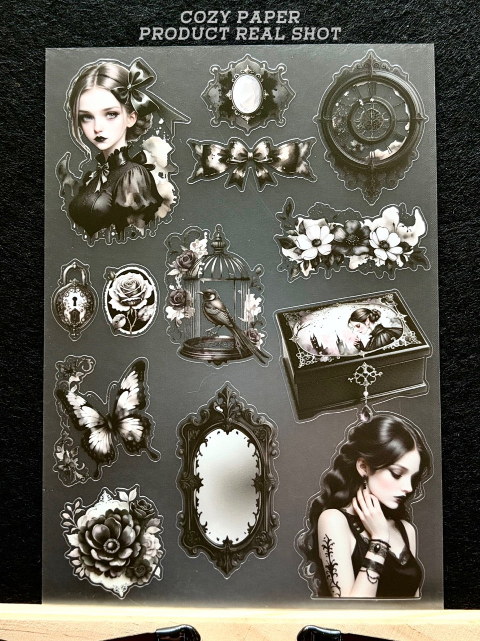 Dark Gothic Dreamscape | 5.8" x 8.3" Aesthetic Matte PET Sticker Sheet for Journaling, Scrapbooking & ATC Cards