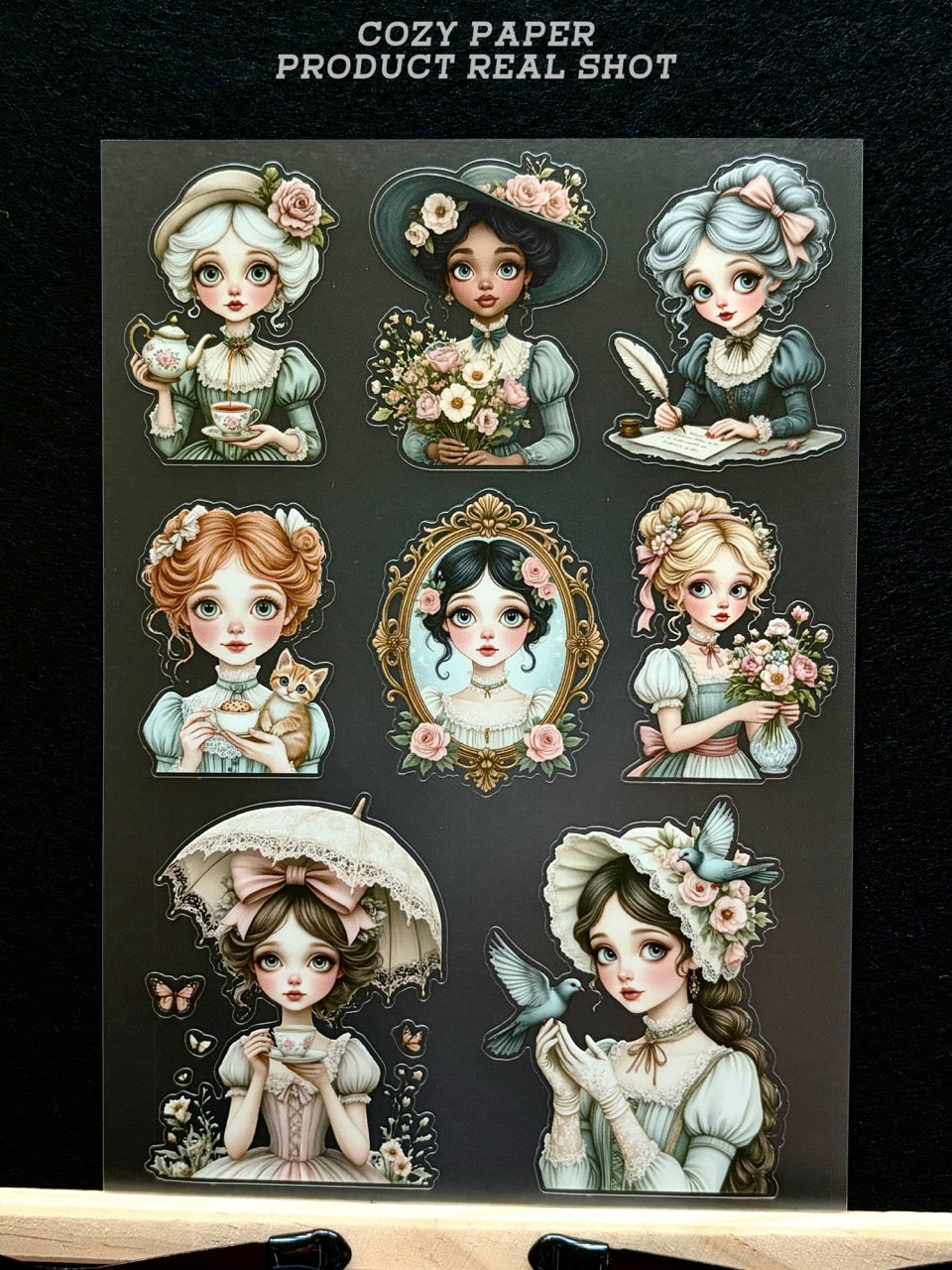 Victorian Dolly Portraits | 5.8" x 8.3" Aesthetic Matte PET Sticker Sheet for Journaling, Scrapbooking & ATC Cards