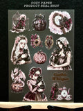 Gothic Black Cat Whispers | 5.8" x 8.3" Aesthetic Matte PET Sticker Sheet for Journaling, Scrapbooking & ATC Cards