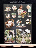 Greenhouse Garden Cottage | 5.8" x 8.3" Aesthetic Matte PET Sticker Sheet for Journaling, Scrapbooking & ATC Cards